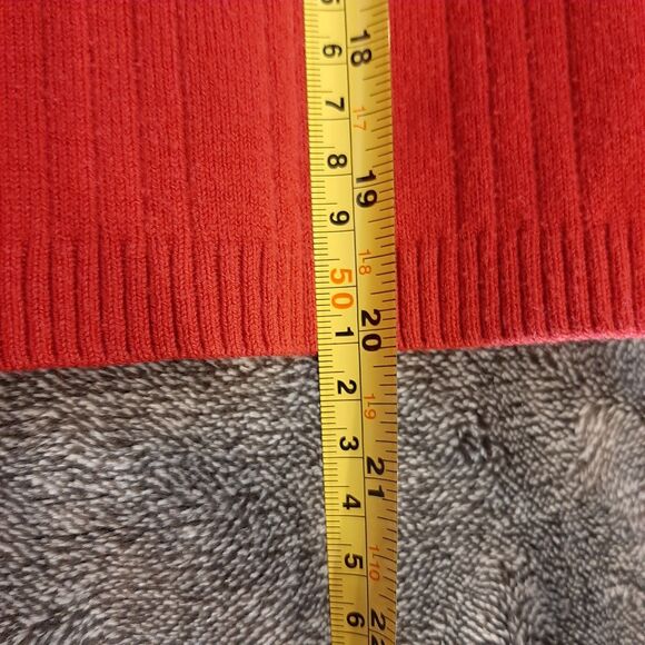 Y2K VTG Faded Glory Ribbed Large Tank 90s Striped Sleeveless Sweater V Neck Red - Picture 8 of 8